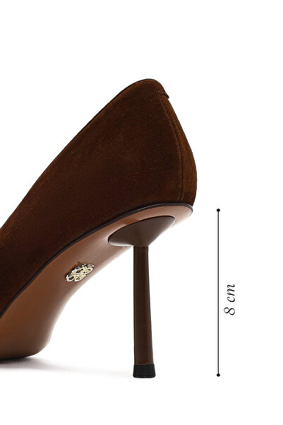 Derimod Kadın Kahverengi İnce Topuklu Süet Deri Stiletto 25AFD100710