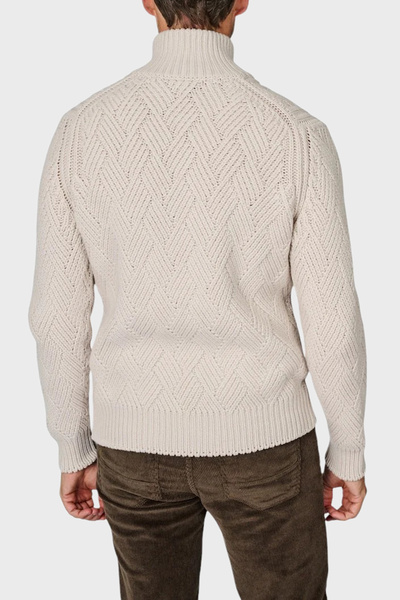 GRAN SASSO Wool & Cashmere Blend Regular Fit Mock Neck Zip Cardigan Men's Cardigan 10155 19654 113