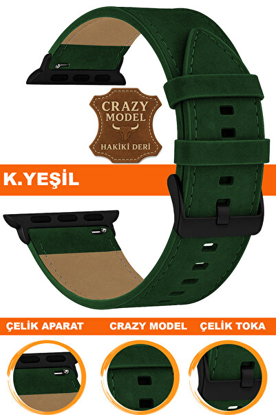 COBRA حزام ساعة جلدي مجنون متوافق مع ساعة أبل سلسلة 1/2/3/4/5/6/se/7/8/9 ألتر...