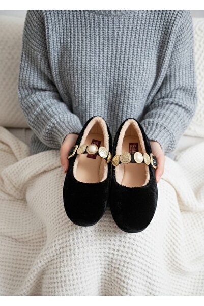 maydos Kadın Kışlık Taşlı Şık Tokalı Peluş İçi Yünlü Ev Babeti