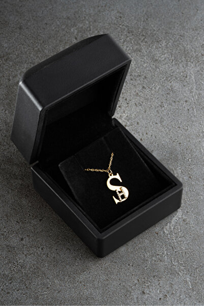 MUİ JEWELRY 925 Ayar Gümüş Işıklı Kutuda Harf Kolye