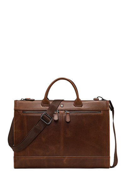 Derimod Men's Brown Long Strap Leather Briefcase 25Wbd3531Cr