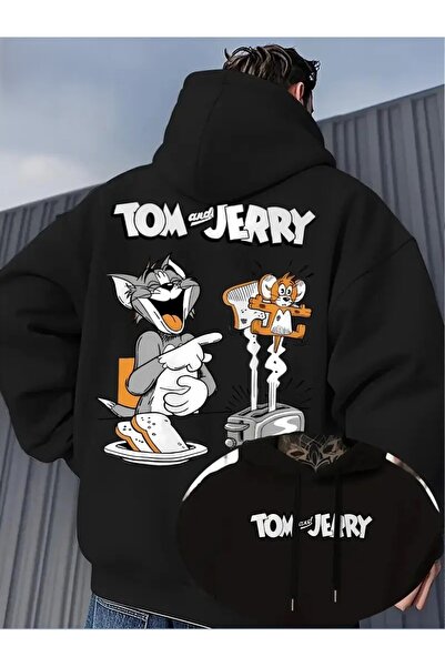 Massgai Unisex Tom And Jerry με τύπωμα Σχέδιο με κουκούλα oversized Φούτερ με...