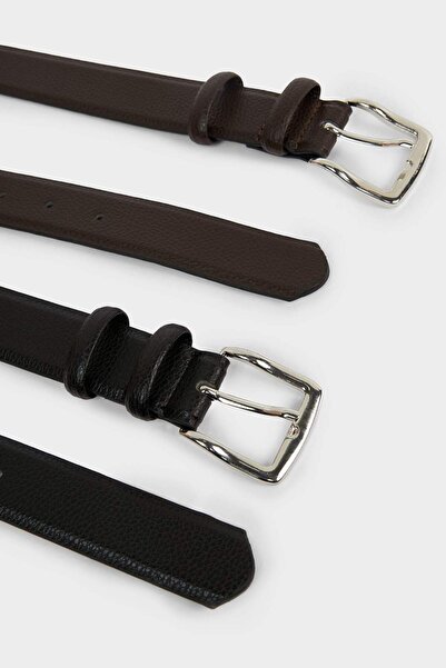 DeFacto Men's Rectangular Buckle Faux Leather 2-Piece Classic Belt G4441Axns