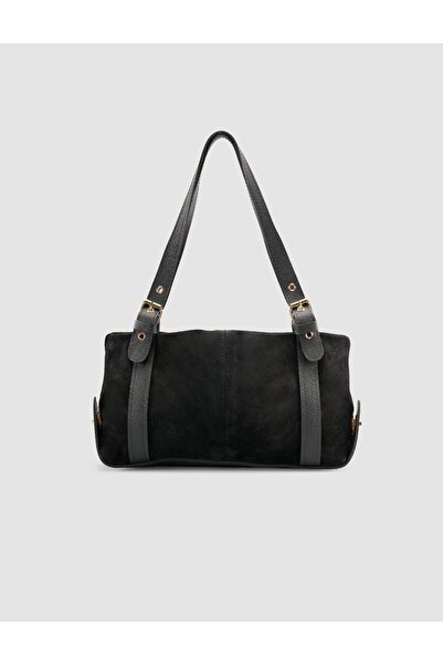 Cabani Black Suede Women's Bag with Belt Strap