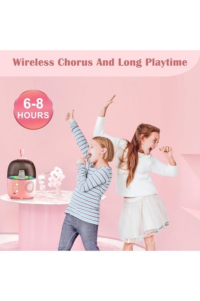 Generic جهاز كاريوكي صغير للأطفال والكبار، مكبر صوت بلوتوث محمول مع ميكروفونين لاسلكيين