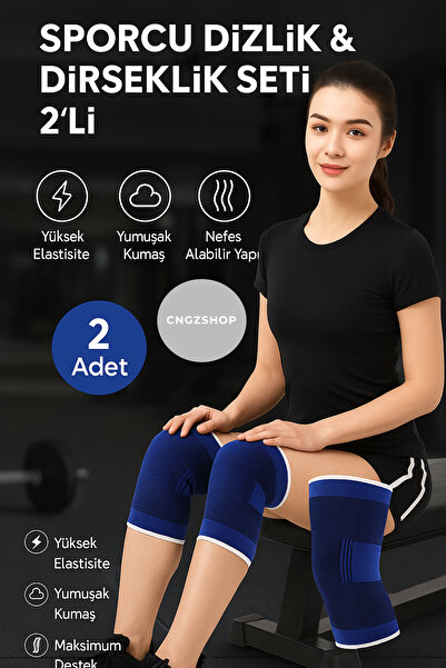 CNGZSHOP Sporcu Dizlik & Dirseklik Seti 2’li | Elastik Bandajlı Korse Destek ...