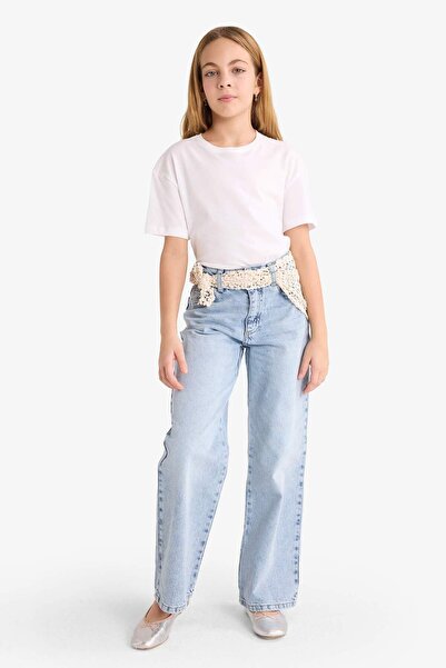 DeFacto Kız Çocuk Straight Fit Geniş Paça Jean Pantolon G3634A825AU