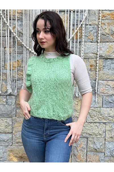 nancastore el örgüsü kol detaylıu fırfırlı süveter