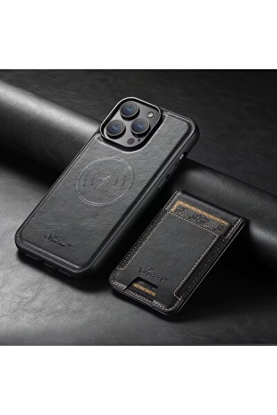 HYPERSOFT Iphone 16 (6.1 inç) Uyumlu Stant Olabilen Cüzdanlı Deri Magsafe Kılıf