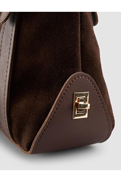 Cabani Brown Suede Women's Bag with Belt Strap