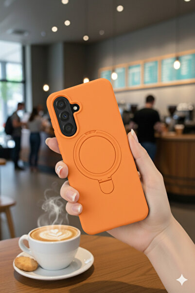 Rivor Samsung Galaxy A56 Kılıf Kamera Çıkıntılı Magsafe Şarj Özellikli Halka Standlı Yumuşak Dokulu Kapak