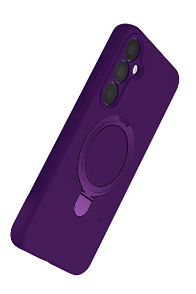 Rivor Samsung Galaxy S24 FE Kılıf Kamera Çıkıntılı Magsafe Şarj Özellikli Halka Standlı Yumuşak Doku Kapak