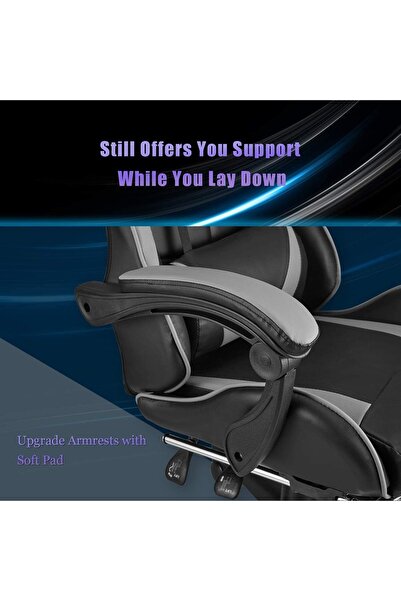 Gogoya Gaming Chair - Ergonomic Video Game Chair with Footrest & Massage Lumbar (Grey)