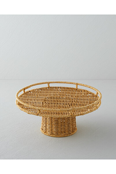 English Home Wicker Plastic Rattan Cake Stand 30 cm Light Brown