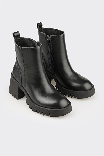 Elle Shoes Siyah Deri Kadın Günlük Bot