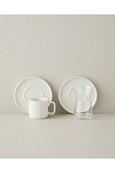 English Home Lunara Porselen 18 Parça 6 Kişilik Çay-Kahve Takımı 170-90 ml Beyaz