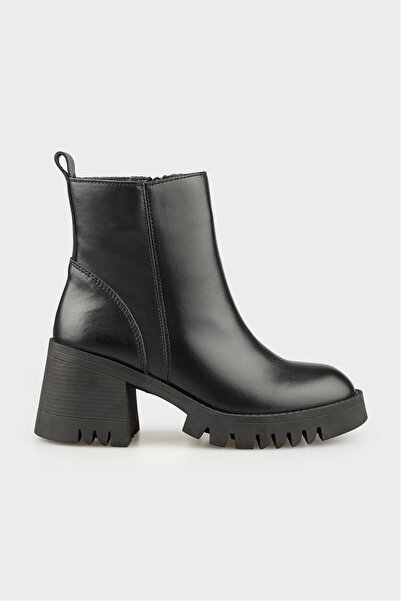Elle Shoes Siyah Deri Kadın Günlük Bot