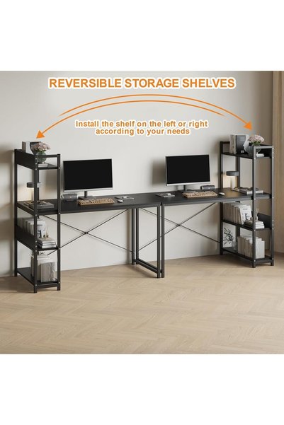 Venpara Computer Desk for Home Office, Gaming desk with Shelves, Study Desk with Safe Rounded Corners
