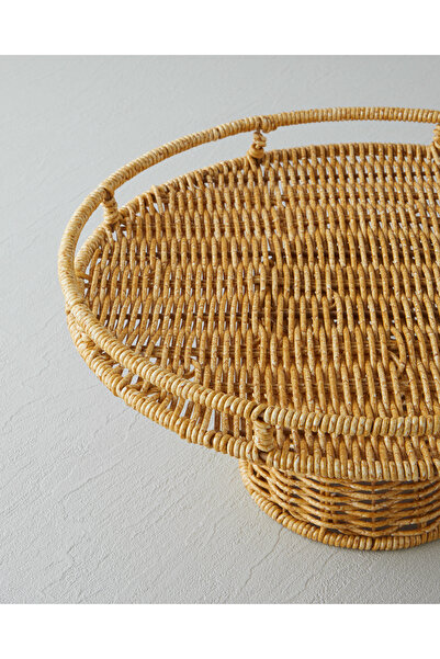 English Home Wicker Plastic Rattan Cake Stand 30 cm Light Brown