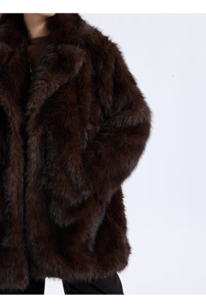 ONLY Koyu Kahve Kadın Kaban ONLDAWN LIFE FAUX FUR COAT CC OTW