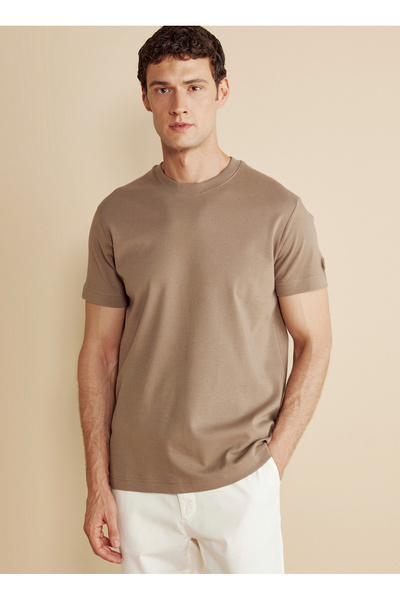 BROOKS BROTHERS Bisiklet Yaka Vizon Erkek T-Shirt BBFW25MTS004