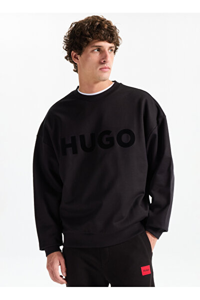 HUGO Bisiklet Yaka Siyah Erkek Sweatshırt 50538778_Dinex