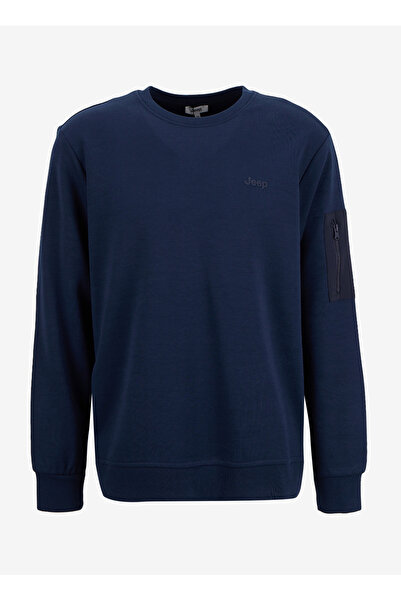 Jeep Bisiklet Yaka Düz Lacivert Erkek Sweatshırt J5WM-SWT7390