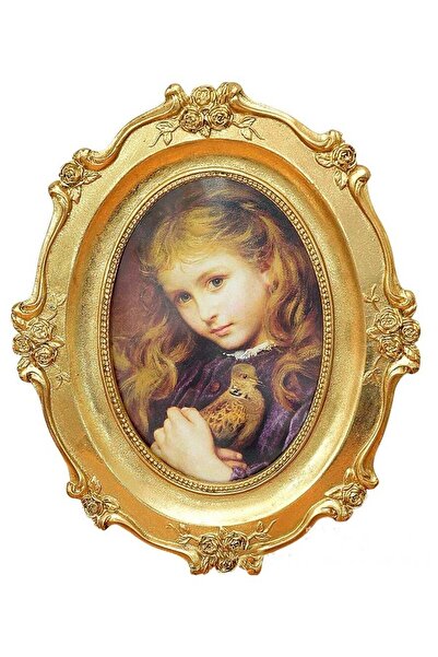 Generic إطار صورة بيضاوي ذهبي، إطار صورة عتيق مزخرف من الراتنج مع سطح طاولة أ...