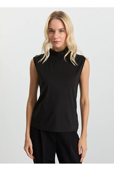 Selen Balıkçı Yaka Düz Siyah Kadın Bluz 25KSL8288