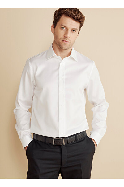 BROOKS BROTHERS Slim Fit Klasik Yaka Beyaz Erkek Gömlek BBFW25MSH020