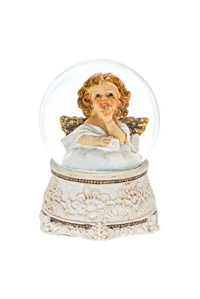 SHOPIENS Glob de zăpadă decorativ înger cu aripi aurii 8 cm