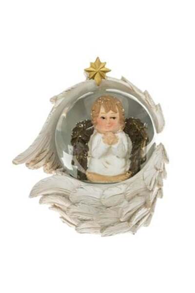 SHOPIENS Glob de zăpadă de Crăciun înger cu aripi și LED 18 cm