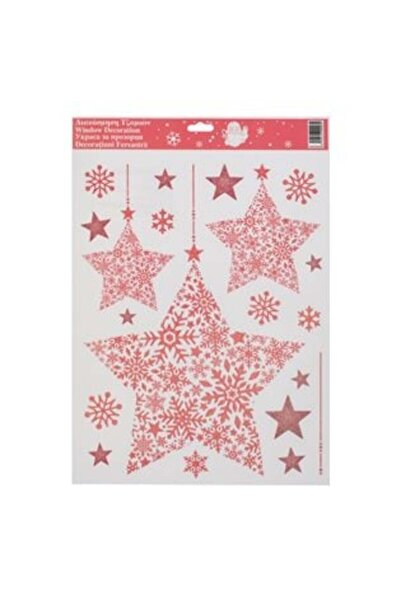 SHOPIENS Коледни декоративни стикери Големи звезди Розови брокат 30 x 38 см