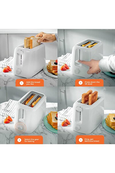 Geepas Bread Toaster, White, GBT36515