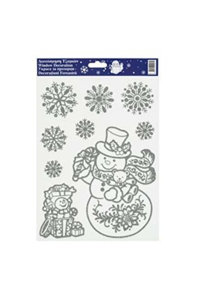 SHOPIENS Autocolante decorative de Crăciun - Om de zăpadă și fulgi de zăpadă ...