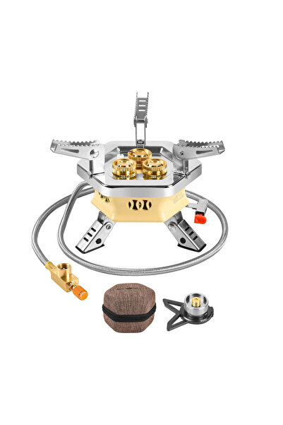 TAKU Murano موقد غاز محمول للتخييم بثلاث شعلات TC-DF-10 مع محول أسطوانات الغا...