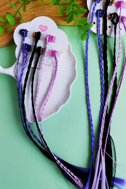 Nisankids Purple Colored Braided Hair Clip Set 6 Pieces