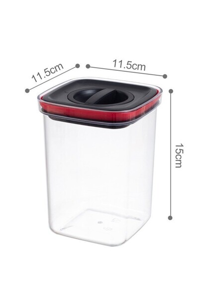 Flippy Food Storage Container - Transparent with Black Lid, 11.5 x 11.5 x 15 cm, 1200 ml