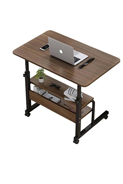 Arabest Movable Mobile Computer Laptop Desk 60x40cm Brushed Black Oak