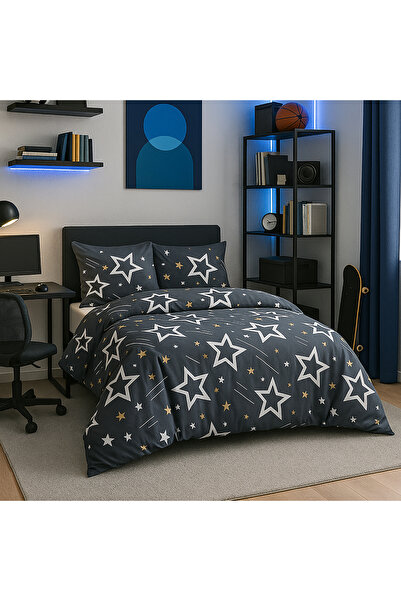 NufJoy ELVO double bed linen, 4 pieces, flat sheet 230x250, duvet cover 200x230, 2 feather pillows 50x70