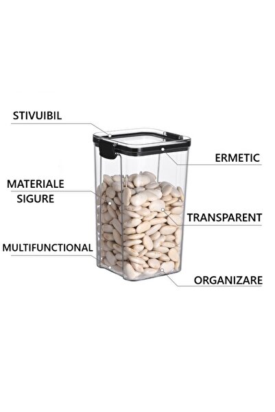 Flippy Plastic Container for Food/Items, Airtight Closure, 10.2 x 18.5 cm, 1300 ml, Transparent