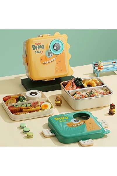 Mobcos Stainless Steel Lunch Containers 3 Compartments Lunch Box with Bowl Bento Box for Adult Kids