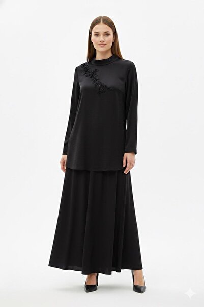 FUAT GÜRSEN Costum cu fustă brodată cu margele Fauat Gürşen 4326 - Negru