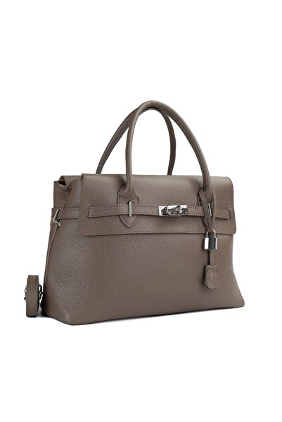 Posete Fagaras Кожена чанта Lelia - бежово-бежова, 3 отделения, 3 джоба, регу...