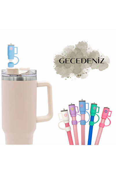 GECEDENİZ Thermos Compatible Straw Stopper Blue