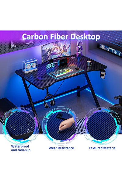 Venpara Gaming Table with Cup Holder Study Table with Earphone Hook