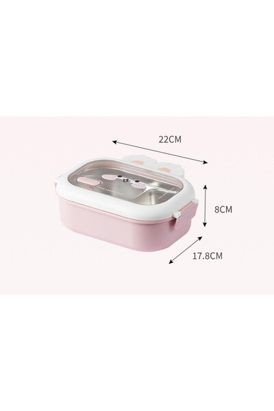 easybox Flippy Lunch Box, 2 Compartments, Bunny Design, 1000 mL, 22x17.8x8 cm, Pink
