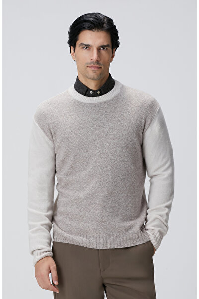 Network Limited Bej Melanj Yün Kaşmir Karışım Triko Kazak