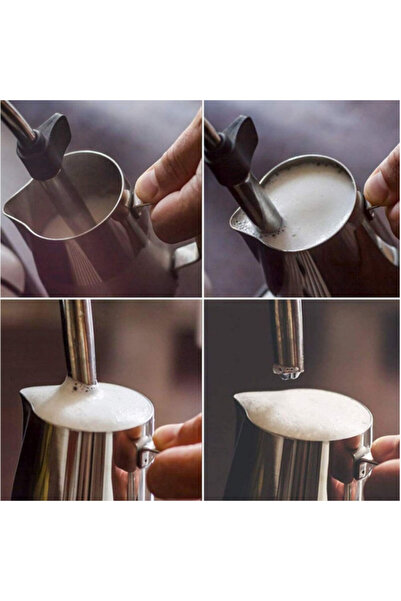 PUFO Stainless steel graduated mug, milk frother for milk, cappuccino, barista jug type with handle
